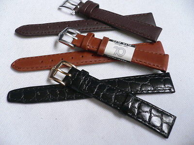 New Men Women 3 Watch Band Set Genuine Leather Crocodile Solid Anti Allergy Casual Elegant Black Dark Light Brown Fashion Jewelry 14 Mm - alwaystyle4you - 1