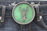 Silver Metal Round Heavy Grey Green Skeleton Rider Motorcycle Bones Belt Buckle Men Accessories
