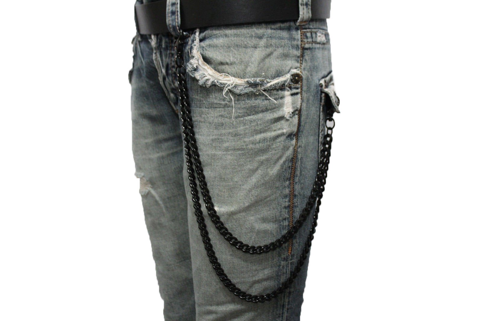 TFJ New Men Women Wallet Chain Biker Long Fashion Jeans Keychain Links  Skull Charms Silver Color