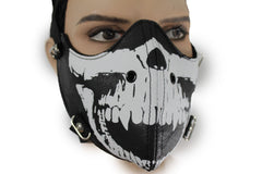 Black White Skull Print Muzzle S&M Rave Goth Face Mask Men Halloween Costume Carnival Accessories
