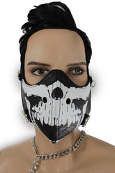 Black White Skull Print Muzzle S&M Rave Goth Face Mask Men Halloween Costume Carnival Accessories