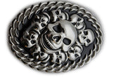 Silver Black Metal Gothic Skulls Skeleton 3D Belt Buckle Women Men Punk
