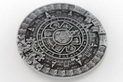 Silver Metal Belt Buckle Antique Aztec Calendar Mayan Men Accessories