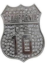 NEW California Interstate I-10 Rhinestone Bling Silver Belt Buckle