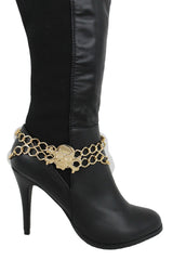 Metal Boot Bracelet Chains Skull Skeleton Bling Anklet Charm Heels