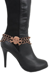 Metal Boot Bracelet Chains Skull Skeleton Bling Anklet Charm Heels
