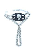 Women Men Bracelet Silver Metal Hand Chain Skull Charm Biker Unisex
