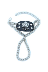 Rose Charm Faux Leather & Silver Metal Hand Chain