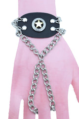 Women Men Bracelet Silver Metal Hand Chain Texas Lone Star Charm Biker Jewelry One Size Fits All