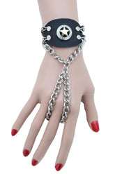 Women Men Bracelet Silver Metal Hand Chain Texas Lone Star Charm Biker Jewelry One Size Fits All