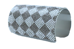 Women Long Cuff Bracelet Silver Metal Geometric Square Bling One Size