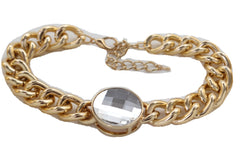 Fashion Gold Metal Chunky Chain Link Short Choker Necklace Silver Bling