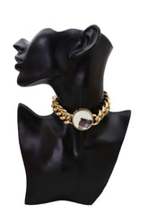 Fashion Gold Metal Chunky Chain Link Short Choker Necklace Silver Bling