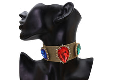 Oversized Jeweled Beads Mesh Choker Necklace