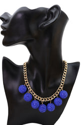 Small Blue Disco Ball Charm Necklace