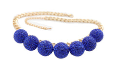 Small Blue Disco Ball Charm Necklace