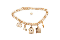 Gold Metal Fashionista Diva Charm Necklace