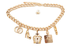 Gold Metal Fashionista Diva Charm Necklace