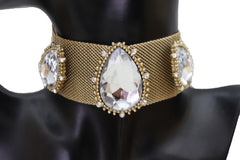 New Jewelry Gold Mesh Metal Wide Band Choker Necklace Silver Beads Cool Look