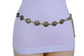 Women Western Fashion Belt Antique Gold Metal Turquoise Flower Charm Fits Sizes S M L