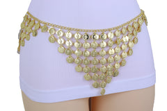 Belly Dancing Ethnic Fashion Belt Hip Gold Metal Chain Coin Charms S M