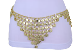 Belly Dancing Ethnic Fashion Belt Hip Gold Metal Chain Coin Charms S M
