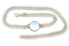Gold Metal Chain Links Waistband Belt High Waist Hip Silver Charm XS S M