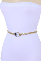 Gold Metal Chain Links Waistband Belt High Waist Hip Silver Charm XS S M
