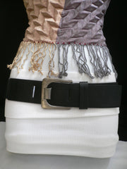 Black Hip Elastic Faux Leather Belt Square Buckle New Women Unique Fashion Accessories XS To L - alwaystyle4you - 4