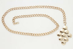 Women Gold Metal Chain Grape Retro Charm Skinny Narrow Waistband Belt M-XL