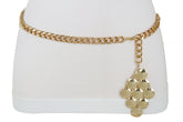 Women Gold Metal Chain Grape Retro Charm Skinny Narrow Waistband Belt M-XL