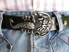 Silver Metal Big Long Black Scorpion Belt Buckle Men Fashion Cowboy Western Accessories