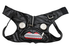Black Faux Leather Biohazard Zipper Mouth Muzzle S&M Face Mask Halloween Accessories