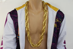Double Chain Link Chunky Gold Metal Long Necklace