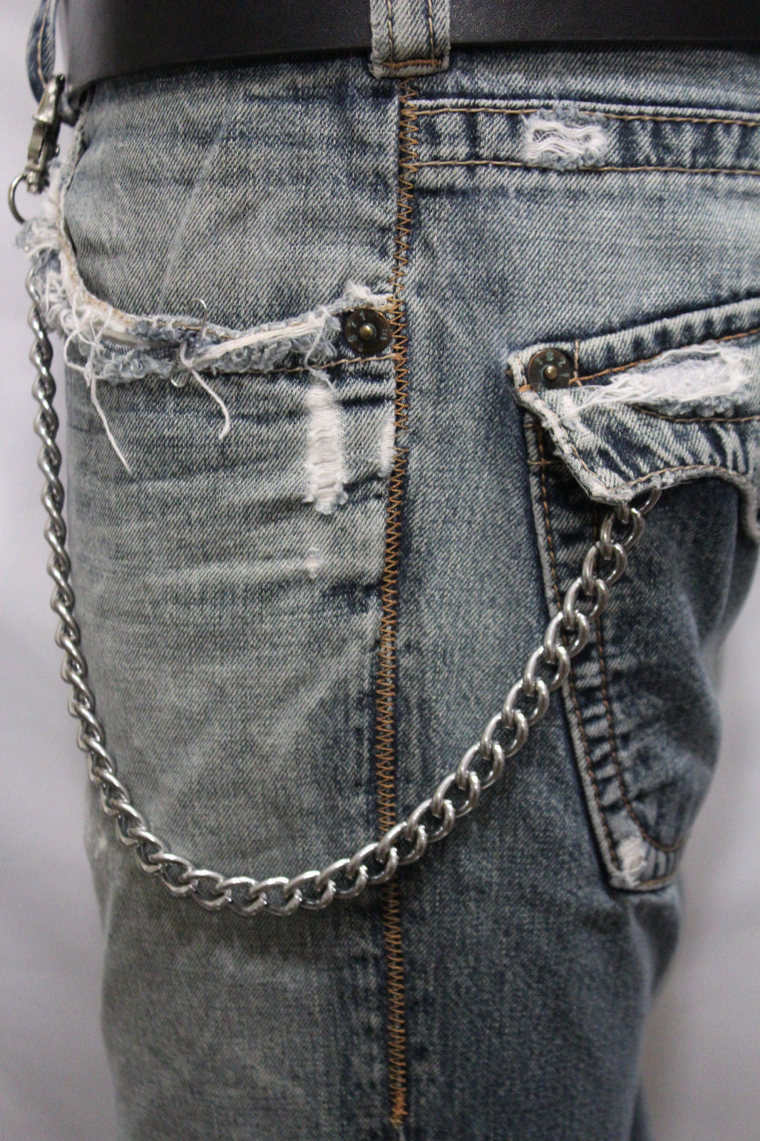 Men Silver Metal Wallet Chains Links KeyChain Jeans Biker Big