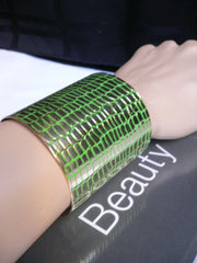Gold Metal Sexy Dressy Unique Chic Wide Cuff Bracelet Green Flexible Women Fashion Jewelry Accessories - alwaystyle4you - 1