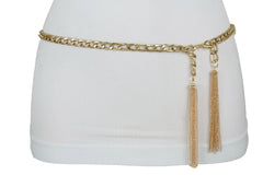 Tassel End Skinny Metal Chain Belt