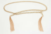 Tassel End Skinny Metal Chain Belt