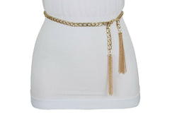 Tassel End Skinny Metal Chain Belt