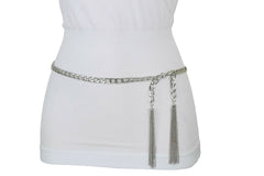 Tassel End Skinny Metal Chain Belt