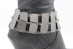 Antique Gold / Silver / Rusty Silver Metal Chains Boot Bracelet Sqaure Anklet Bling Shoe Charm New Women Western Fashion - alwaystyle4you - 44