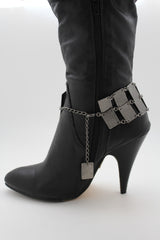 Antique Gold / Silver / Rusty Silver Metal Chains Boot Bracelet Sqaure Anklet Bling Shoe Charm New Women Western Fashion - alwaystyle4you - 45