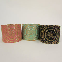 Gold With Pink / Black / Metal 2" Wide Cuff Bracelet Hand Trendy Fashion New Women Jewelry Accessories - alwaystyle4you - 2