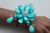 Blue Turquoise Beads Elastic Bracelet Flower Cuff Band New Women Fashion Jewelry Accessories - alwaystyle4you - 7