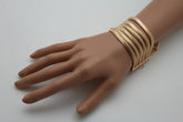 Gold Metal Bracelet Wide Mesh Chain 5 Strand Wide Wrist New Women Fashion Jewelry Fun Accessories - alwaystyle4you - 5