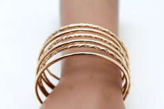 Gold Skinny Metal Retro Bangle Cuff Bracelet Spring Shape Trendy New Women Fashion Jewelry Accessories - alwaystyle4you - 2