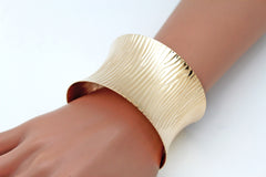Gold / Silver Metal Wide Bracelet Light Trendy Shiny Style New Women Fashion Jewelry Accessories - alwaystyle4you - 2