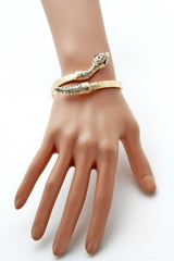 Gold / Silver Metal Narrow Cuff Bracelet Wrap Around Snake Bangle New Women Fashion Jewelry Accessories - alwaystyle4you - 2