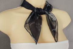 Dark Green Brown Navy Blue Small Neck Soft Scarf Fabric Flower Pocket Square