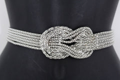 Gold / Silver Mesh Braided Metal Hip High Waist Belt New Women Fashion Accessories Plus Size M L XL - alwaystyle4you - 1